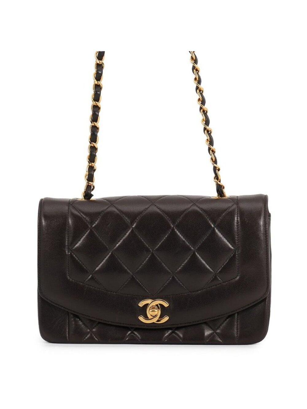 Chanel Chain Shoulder Bag Quilted CC Logo Diana